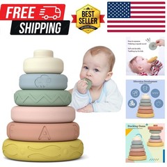 6 PCS Baby Stacking & Nesting Toys, Soft Stacking Blocks Ring Stacker, Baby S…