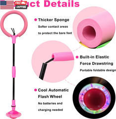 Skip Ball, Portable Foldable Colorful Flash Wheel Swing Ball, Kids Toys for Girl