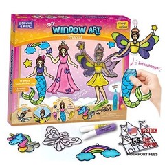 | Unicorn & Mermaid Suncather Kit | 16 Pieces Glass Princess Window Art