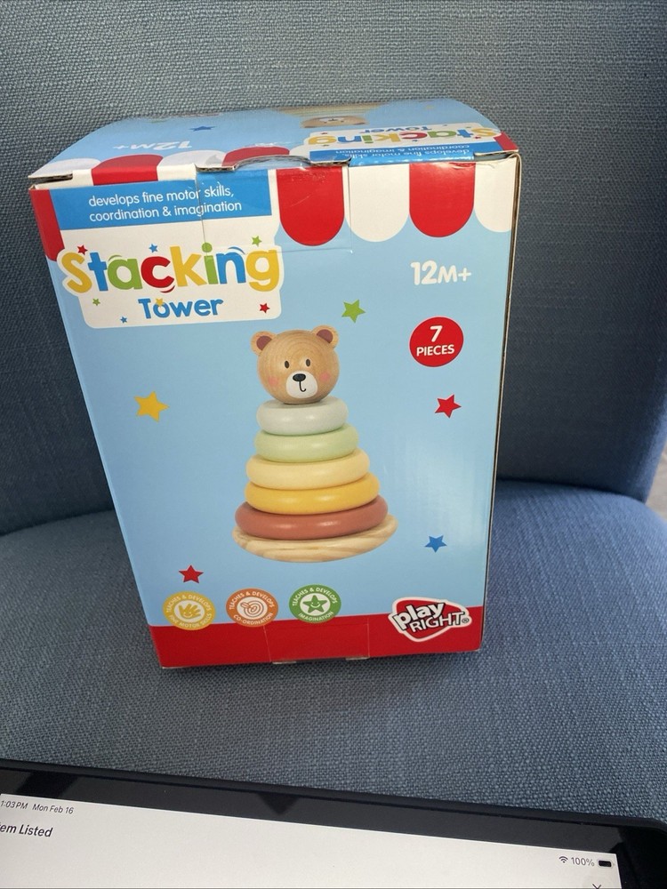 Play it Right Stacking Tower 7 Pieces Bear Design Multicolor 12M /Motor Skills