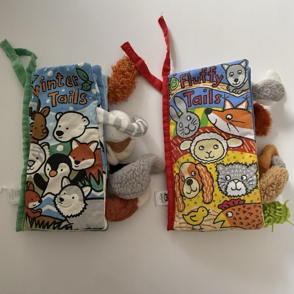Lot Jellycat Fluffy Winter Tails Soft Book Animals Sensory Developmental Baby