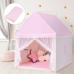 Kids Play Tent Large Playhouse Children Play Castle Fairy Tent Gift with Mat-Pin
