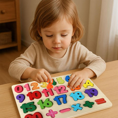Wooden Puzzles for Kids, Number Blocks, Montessori Preschool Educational
