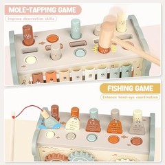 Wooden Montessori Toys for 1 Year Old – Hammering Pounding Toy Neutral Color