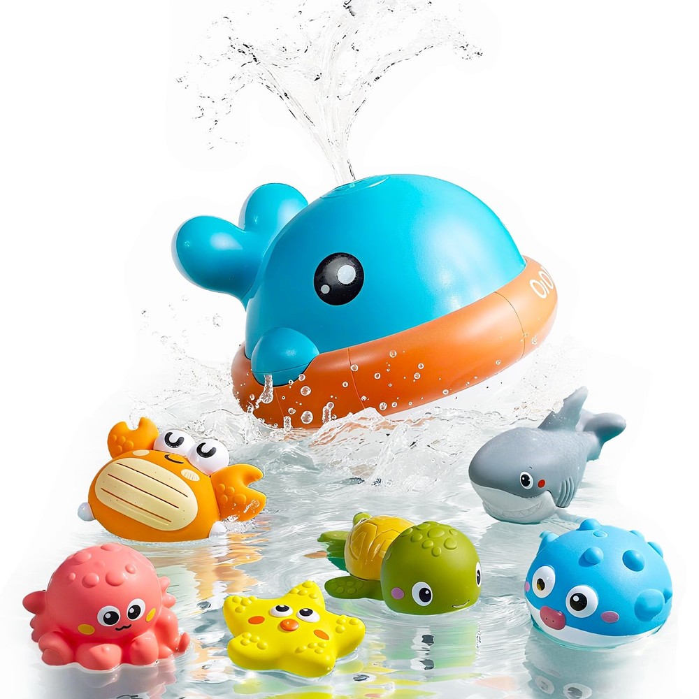 OR TU Light Up Whale Sprinkler Bath Toys for Baby Toddler, 3x2x3 inches