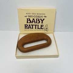 Natural Wood Wooden Baby Rattle Grasping Clutching Toy Handmade Mossy Creek b