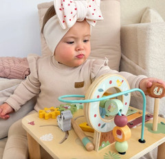 Wooden Baby Activity Table Bead Maze Xylophone Shape Sorter Learning Toy
