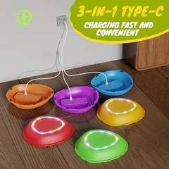 Rechargeable Stepping Stones for Kids, 6pcs Music and Light Up Non-Slip Rainbow