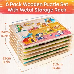Wooden Puzzles for Toddlers 1-3, 6XSET Animals Puzzles for Toddlers 2-4 with …