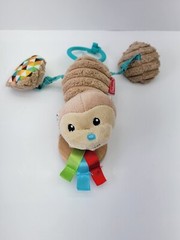 Infantino Go Gaga Brown Monkey Teether Plush Wooden Stroller Crib Baby Toy