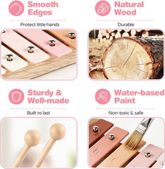 Montessori Musical Instruments Toys for 2 3 Year Old Girls Gifts | 8 in 1 Wooden
