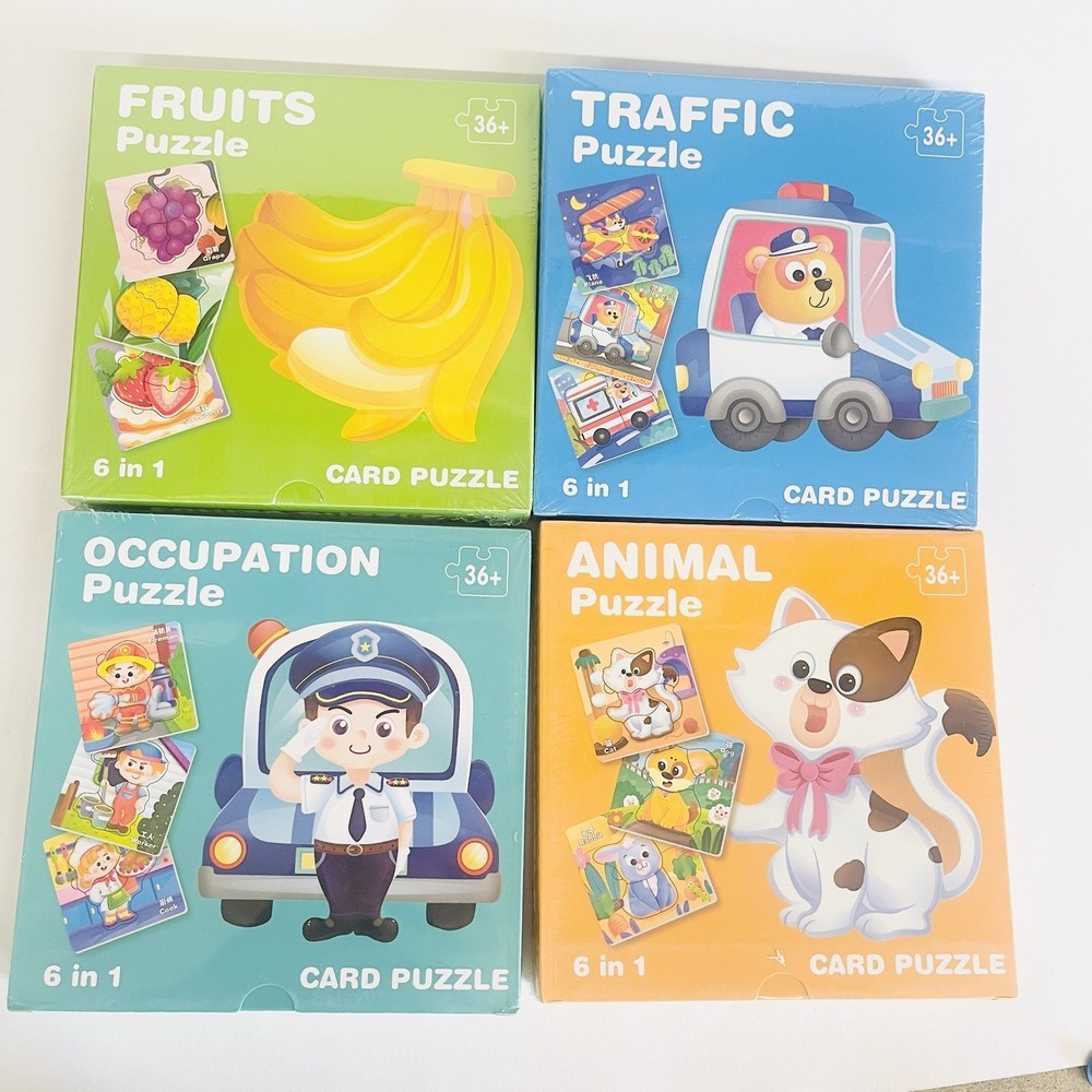 24 Sets Kids Puzzle Cartoon Animal Fruits Traffic Occupation Jigsaw Puzzle