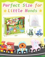 11 Pcs Wooden Magnetic Train Set for Toddlers Montessori Animal Toy for Ages 1-3