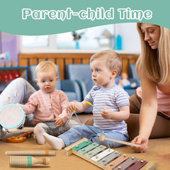 Kids Musical Instruments Set – Neutral Colors Wooden Montessori Toys Percussion