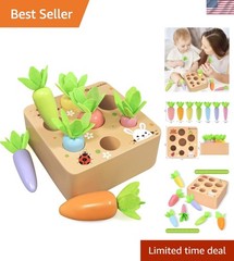 Montessori Toys for 2 3 Old Toddlers, Macron Carrot Harvest Game Wooden Toys…