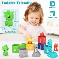 40Pcs Matching and Stacking Learning Dinosaurs Toys 12M+