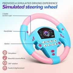 Kids Steering Wheel Toy – 2PCS Simulated Driving Racing Car Game Toy, Driving.