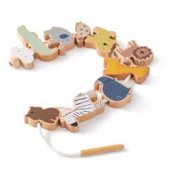 Wooden Animal Threading Beads Montessori Sensory Learning Toy Gift Animal Rope