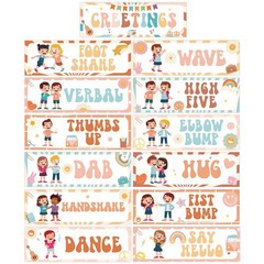 13pcs Classroom Greeting Choice Poster Groovy Morning Rules Decorations Hippi…