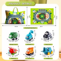 Car Toys for 1 Year Old Boy with Playmat/Storage Bag|12-18 Months Baby Truck Toy