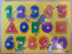 Kids Wooden Educational Peg Puzzle Colorful Shapes And Numbers Learning 15 Piece