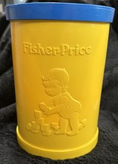 Vintage 1977 Fisher Price Baby’s First Blocks Shape Sorter Bucket With 9 Shapes