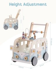 Robud Baby Push Walker Wooden Furniture Multi-Functional Toy Vacaction Bus