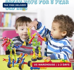 170 Pcs Building Toys for Kids Ages 4-8 with Toy Box Storage, Idea Guide, Buildi