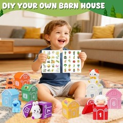 Montessori Toys for Toddlers, 20Pcs Farm Animal Toy Counting, Barn Set