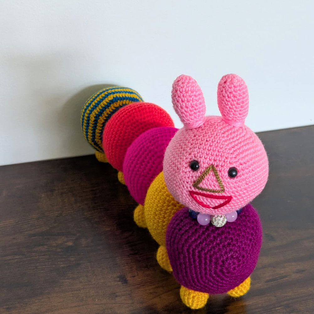 Handmade Crochet Caterpillar Baby Rattle Amigurumi Plush Toy Infant Gift
