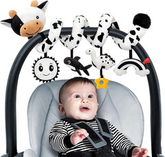 Spiral Car Seat Baby Toys 0-6 Months, Infant Carseat High Contrast Sensory Toys