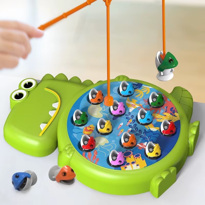 Dinosaur Simple Magnetic Fishing Play Rod Game Toy with Rod Kids Educational Toy
