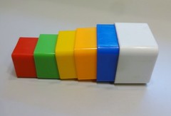 Vtg Baby Toddler NESTING STACKING CUBE BUILDING TOY 6 Small Plastic Square 1″ 2″