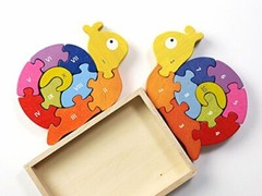 BeginAgain Number Snail Puzzle – Educational Wooden Number Puzzle – Kids 3 and