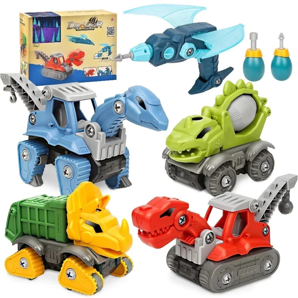 5 Take Apart Dinosaur Set w/h Electric Drill Boy Building Toy For Kids
