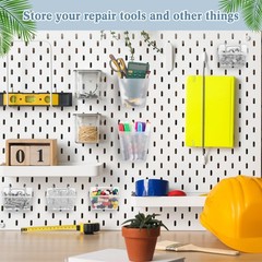 Jinei 12 Pcs Pegboard Bins and Cups with Hooks and Loops Peg Assortment Organ…