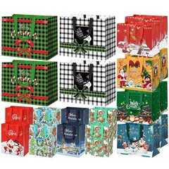 WLUSEAXI 20 Pack Christmas Gift Bags Assorted Sizes with 24 Tags, Reusable Ch…