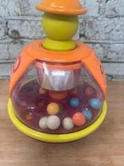 B Toys Ladybug Ball Popping Toy for Toddlers Push, Pop, Spin, Poppitoppy Orange