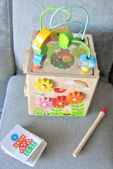 Wooden Activity Cube | Montessori Toys for 1 2 3 Year Old Toddlers |One Year Old