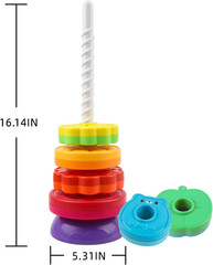 Spinning Stacking Toys for Babies 12+ Month Rainbow Ring Flowers Animals Fruits