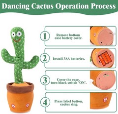 Dancing Cactus, Talking Cactus Baby Toy, Colorful Glowing Repeating Cactus To…