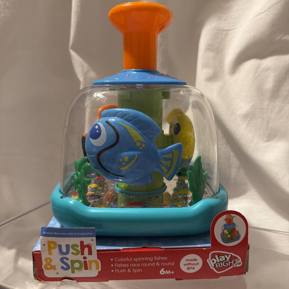 New Playright Aquarium Push & SpinColorful Spinning Fishes 6M+ Baby Toy