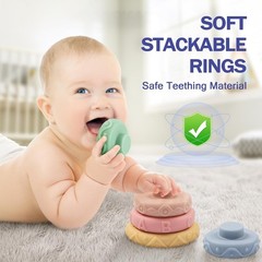 NEW Jyusmile Montessori Infant Teething Toys Set for 6-12 Months Old Babies