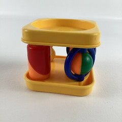 Vintage Activity Cube Child Baby Discovery Developmental Toy Spinner Mirror Duck