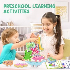 10 Pack Wooden Dinosaur Stacking Blocks Montessori Learning Toy for Toddlers