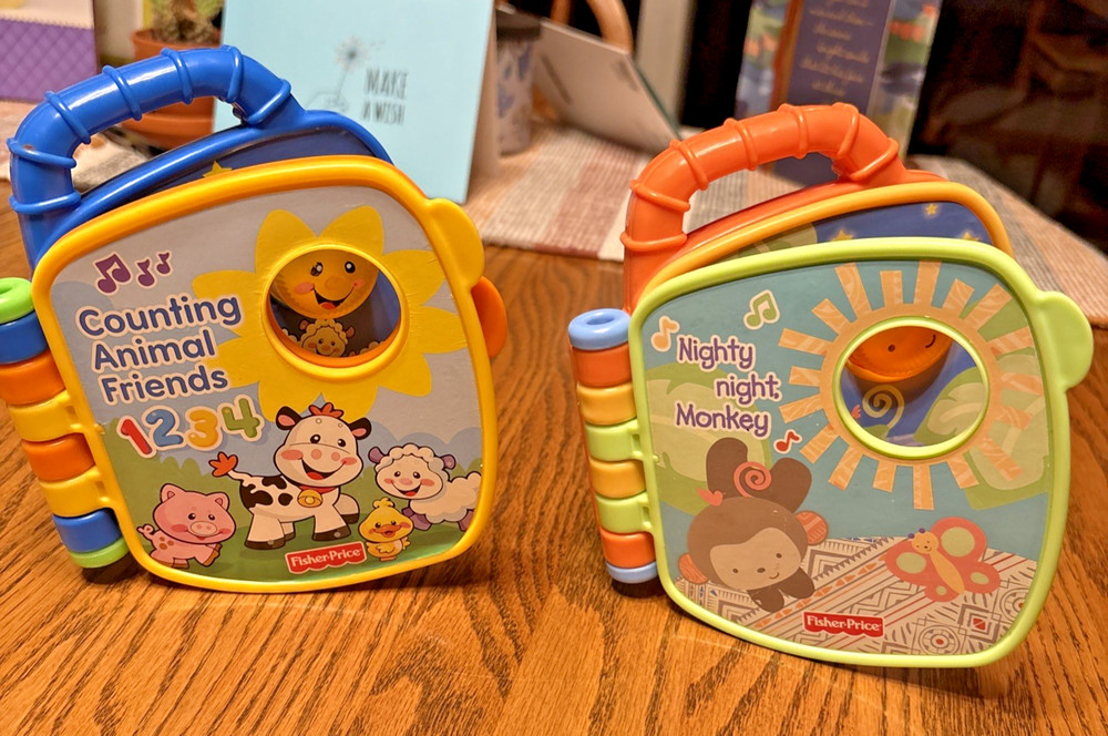 Fisher Price Counting Animals & Night Night Monkey Musical Books Sound & Lights