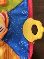 Nuby Plush Lion Teething Security Blanket Multi-Color Squeak Crinkle Teether Toy