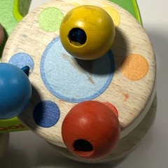 Goki Germany Wood Pull Toy Clacking Bead Wheels Soft Noise Waldorf Non-toxic Toy