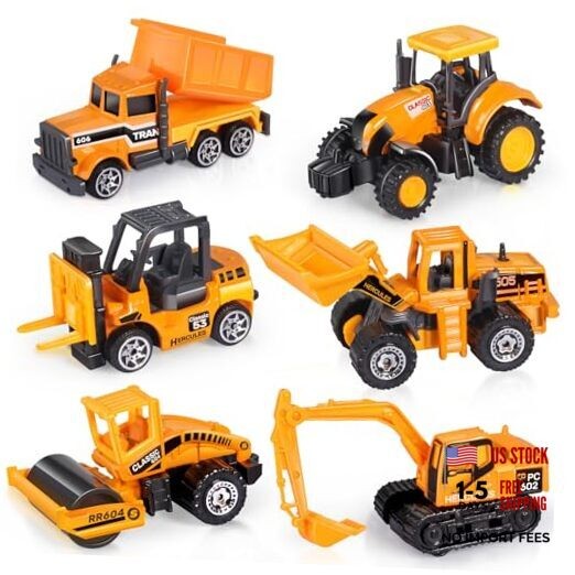 6PCS/Set diecast car, Including bulldozers, Forklift, Excavator & Construction
