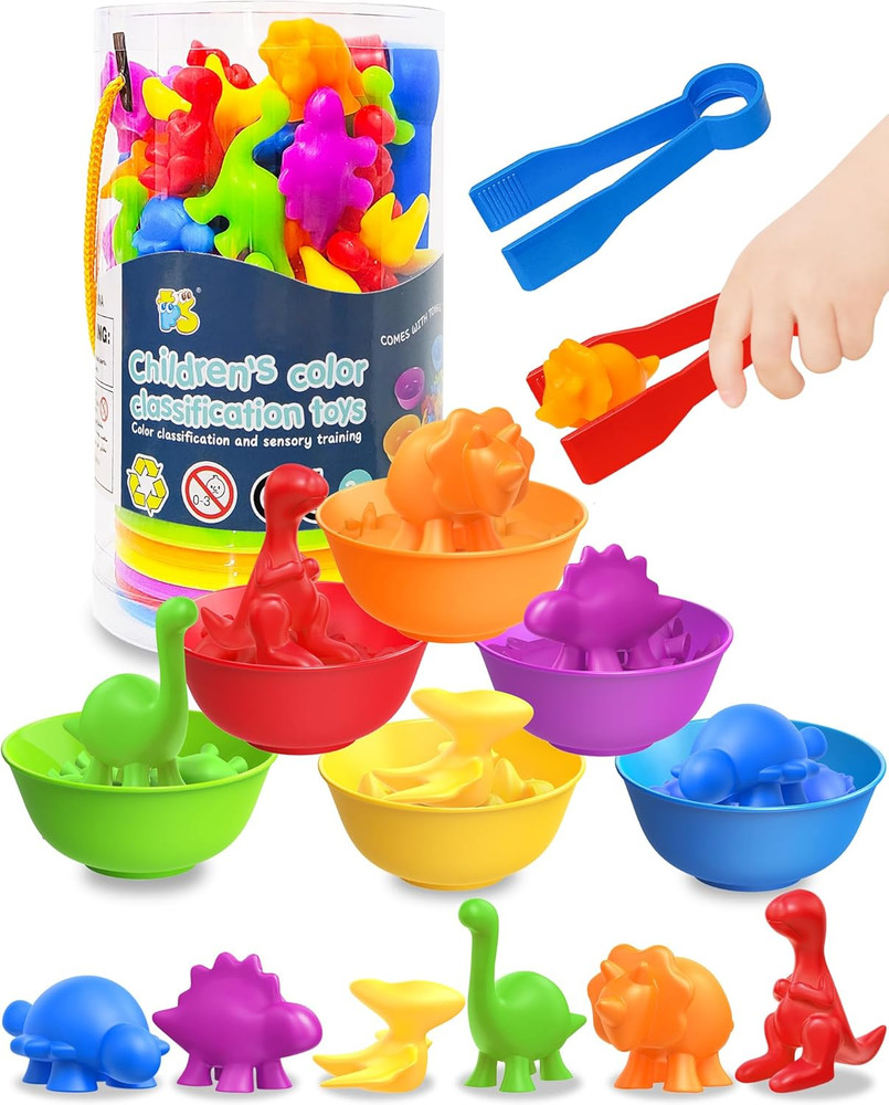 48 Pcs Counting Dinosaurs Montessori Toys for 3 4 5 Years Old Boys Girls, Toddle